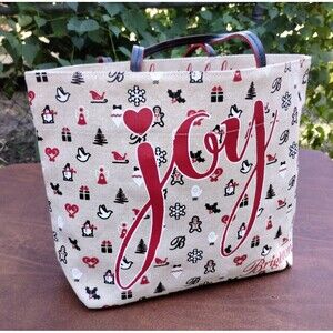Brighton Tote Bag Glitter Limited Christmas Joy Seasonal Canvas Shoulder Holiday
